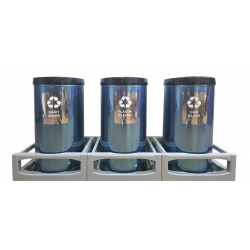 Set 3 cosuri pentru colectare selectiva, din inox, cu capac batant, 45L/recipient Set 3 cosuri pentru colectare selectiva, din inox, cu capac batant, 45L/recipient