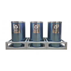 Set 3 cosuri colectare selectiva din inox, 45L/recipient Set 3 cosuri colectare selectiva din inox, 45L/recipient