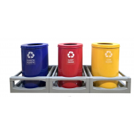 Set 3 cosuri colectare selectiva din metal vopsit, 35L/recipient