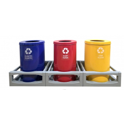 Set 3 cosuri colectare selectiva din metal vopsit, 35L/recipient Set 3 cosuri colectare selectiva din metal vopsit, 35L/recipient