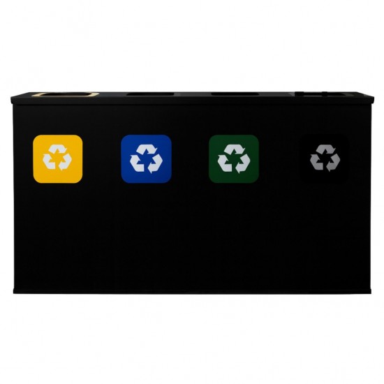 Coș de reciclare negru cu 4 compartimente 4x60L – 240 litri Coș de reciclare negru cu 4 compartimente 4x60L – 240 litri