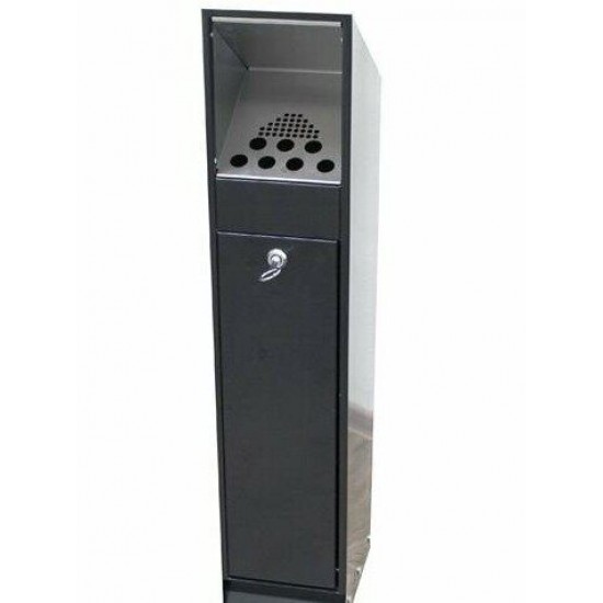 Scrumiera Verticala cu Cos de Gunoi Integrat, Otel Inoxidabil Satinat