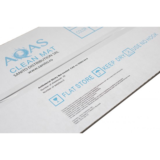 Covoras antibacterian tratat cu proprietăți dezinfectante Sticky Mat, Albastru, 45 x 115 cm