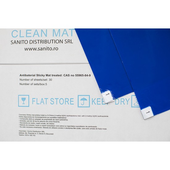 Covoras antibacterian tratat cu proprietăți dezinfectante Sticky Mat, Albastru, 45 x 115 cm