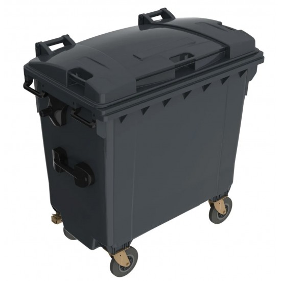 Eurocontainer din material plastic 770 l negru cu capac plat- Transport Inclus Eurocontainer din material plastic 770 l negru cu capac plat- Transport Inclus