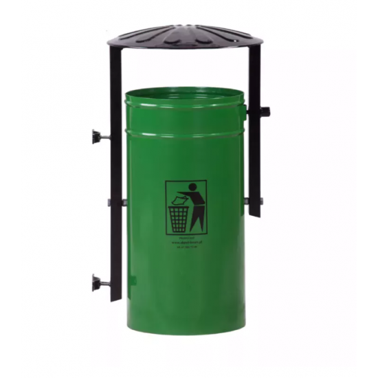 Cos stradal pentru gunoi, Verde, Metal, 50 L