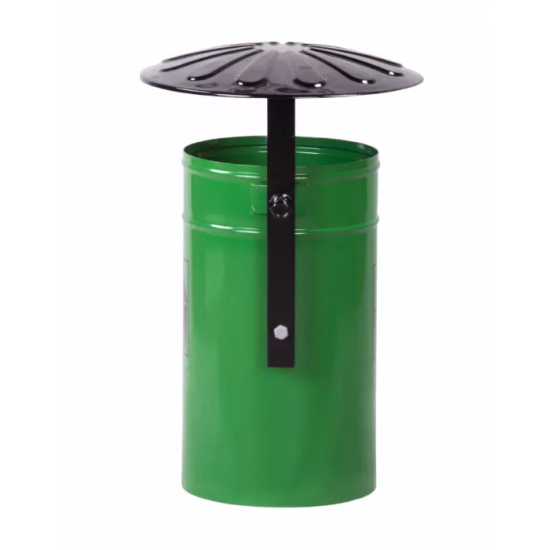 Cos stradal pentru gunoi, Verde, Metal, 35 L