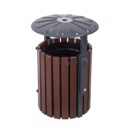 Cos stradal pentru gunoi, Maro, Metal si Lemn, 40 L Cos stradal pentru gunoi, Maro, Metal si Lemn, 40 L