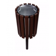 Cos stradal pentru gunoi, Maro, Metal si Lemn,  35 L