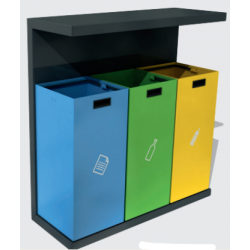 Set 3 cosuri gunoi colectare selectiva, Metal, 159 L