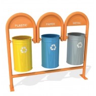 Set 3 cosuri gunoi colectare selectiva, Metal, 30 L/ recipient Set 3 cosuri gunoi colectare selectiva, Metal, 30 L/ recipient
