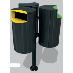 Set 3 cosuri gunoi colectare selectiva, Metal, 129 L