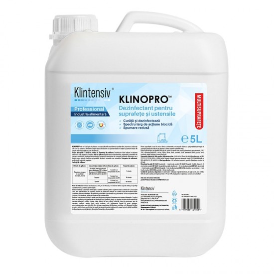 KLINOPRO Dezinfectant pentru suprafete si ustensile, 5 litri KLINOPRO Dezinfectant pentru suprafete si ustensile, 5 litri