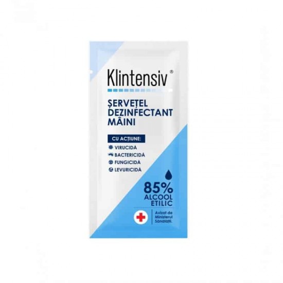 KLINTENSIV® Servetel dezinfectant maini, 100 bucati