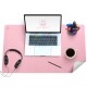 Mousepad gaming Flexi XXL, din piele, cu doua fete, pentru protectie birou, UNIKA, roz/ gri