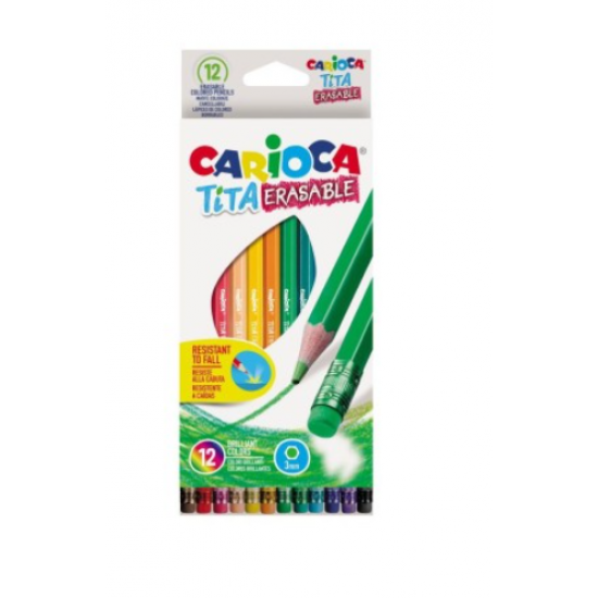 Creion color 12 culori cu radiera carioca 
