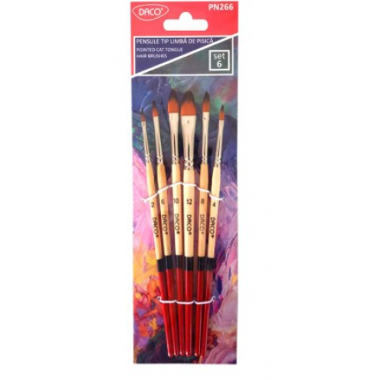 Pensule set 6 par sintetic limba pisica daco pn266 Pensule set 6 par sintetic limba pisica daco pn266