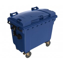 Eurocontainer plastic, 660 L, albastru, capac plat Europlast - Transport Inclus