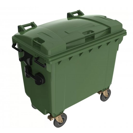 Eurocontainer plastic, 660L, verde, capac plat, Europlast - Transport Inclus