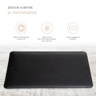 Husa laptop, MacBook 15 inch, UNIKA, piele PU cu lana din fibre naturale, negru Husa laptop, MacBook 15 inch, UNIKA, piele PU cu lana din fibre naturale, negru