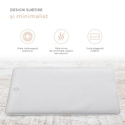 Husa laptop, MacBook 15 inch, UNIKA, piele PU cu lana din fibre naturale, gri