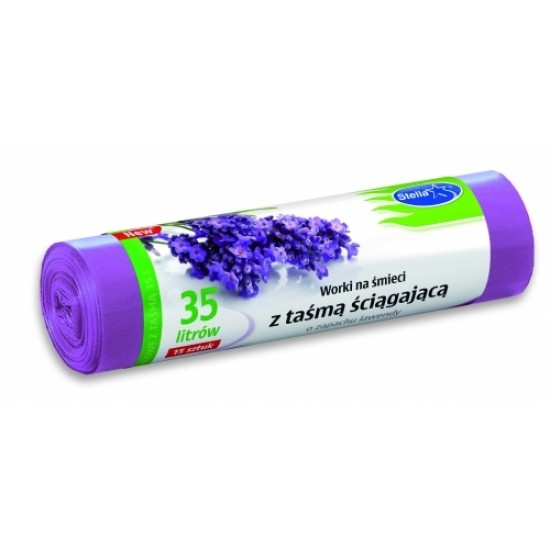 STELLA SACI MENAJ LDPE 35L 15/set cu snur Lavanda STELLA SACI MENAJ LDPE 35L 15/set cu snur Lavanda