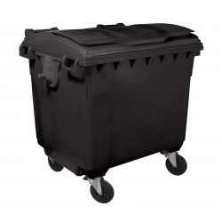 Container HDPE CLF 1100L cu capac plat negru - Transport inclus