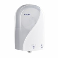 Dispenser Autocut din plastic pentru role de hartie igienica, alb - Jumbo Identity, LUCART Dispenser Autocut din plastic pentru role de hartie igienica, alb - Jumbo Identity, LUCART