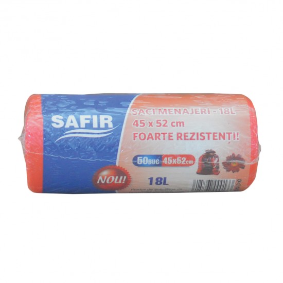 Saci menajeri 18 L, 50 buc/rola, rosii, Safir Saci menajeri 18 L, 50 buc/rola, rosii, Safir