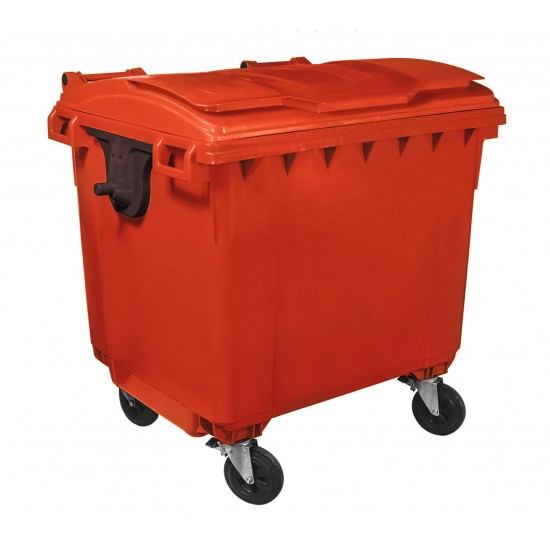 Container HDPE CLF 1100L cu capac plat rosu - Transport inclus