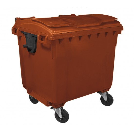 Container HDPE CLF 1100L cu capac plat maro - Transport inclus