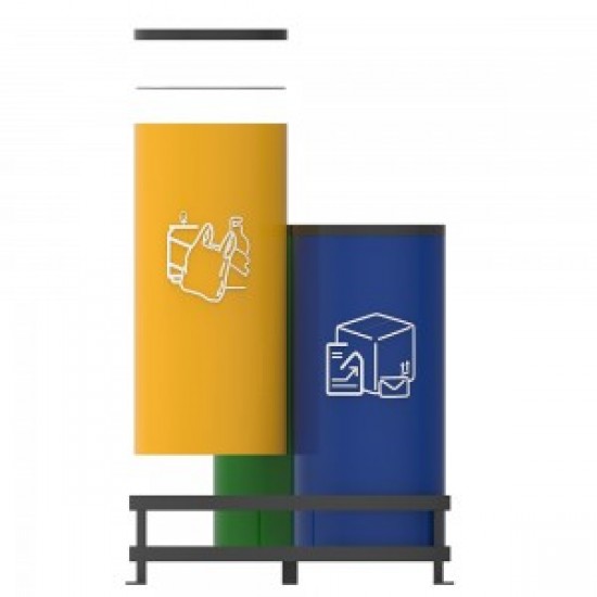 AARHUS B Cosuri de gunoi moderne de reciclare 3x50L, pentru birouri sau zonele urbane