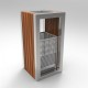 KUOKIO C, Cos scrumiera cu design modern, din otel inoxidabil si lemn KUOKIO C, Cos scrumiera cu design modern, din otel inoxidabil si lemn