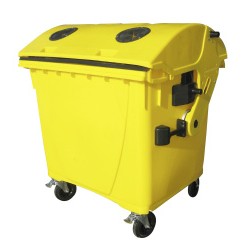 Eurocontainer din plastic, 1100L, galben cu capac rotund, fara inchizatoare pentru capac - colectare plastic - Transport Inclus Eurocontainer din plastic, 1100L, galben cu capac rotund, fara inchizatoare pentru capac - colectare plastic - Transport Inclus