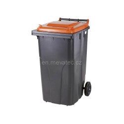 Europubela plastic, 240 L, culoare neagra, capac portocaliu, SULO - Transport inclus