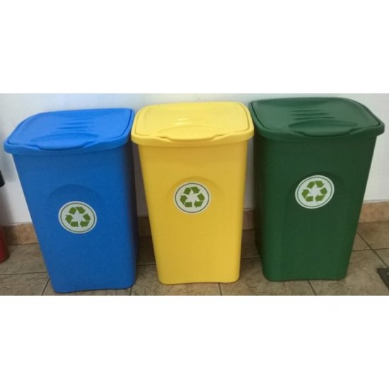 Tomberoane pentru reciclare deseuri 50L, culori: albastru, galben, verde, maro