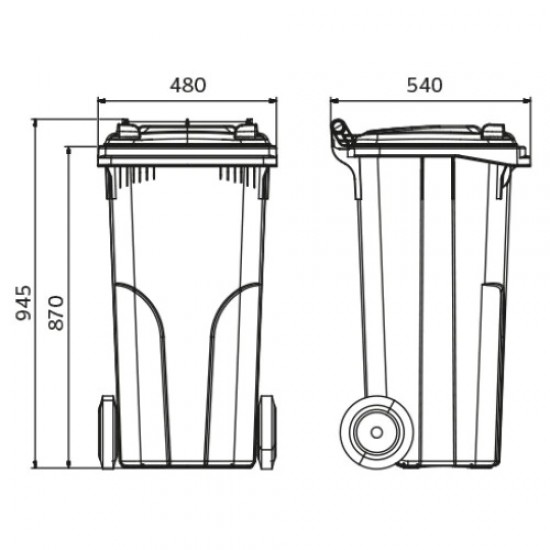 Europubela din material plastic, 120 L, culoare maro, SULO - Transport inclus