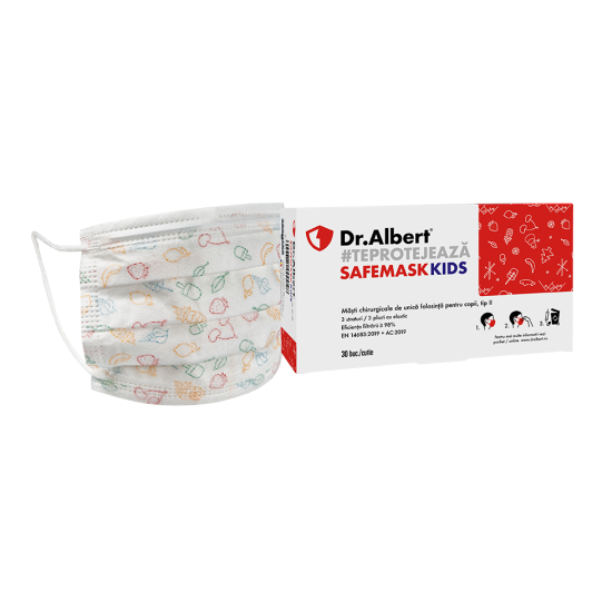 Masca de protectie, de unica folosintan cu 3 straturi, pentru copii, Dr Albert Masca de protectie, de unica folosintan cu 3 straturi, pentru copii, Dr Albert