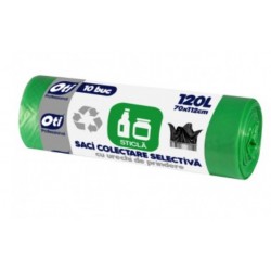 Saci menajeri verzi, 120L, OTI, 70x112cm, 10 buc./rola Saci menajeri verzi, 120L, OTI, 70x112cm, 10 buc./rola