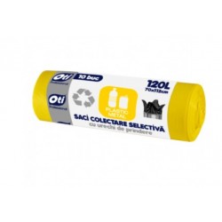 Saci menajeri galbeni, 120L, OTI, 70x112cm, 10 buc./rola Saci menajeri galbeni, 120L, OTI, 70x112cm, 10 buc./rola
