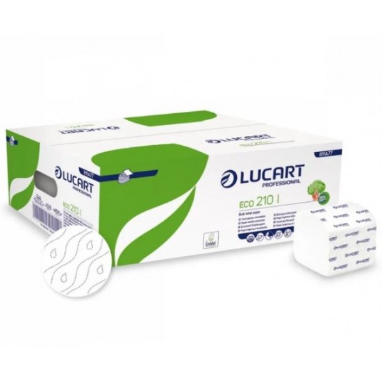 Hartie igienica pliata alba, 210 buc/ pachet, 40 pachete/ bax, Eco 210, 811A77, Lucart