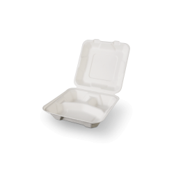 Caserole patrate BIO mici cu capac din trestie de zahar 3 compartimente, 50 buc/set Caserole patrate BIO mici cu capac din trestie de zahar 3 compartimente, 50 buc/set