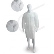 Halat de laborator din material netesut cu inchidere velcro, alb 10 buc/ set