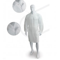 Halat de laborator din material netesut cu inchidere capse, alb 10 buc/ set Halat de laborator din material netesut cu inchidere capse, alb 10 buc/ set