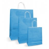 Set 100 bucati, Pungi albe colorate albastru deschis, 25x14x30cm Set 100 bucati, Pungi albe colorate albastru deschis, 25x14x30cm
