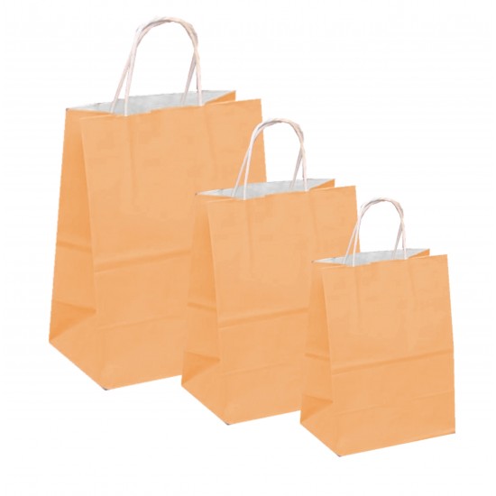 Set 100 bucati, Pungi albe colorate portocaliu deschis, 32x12x41cm Set 100 bucati, Pungi albe colorate portocaliu deschis, 32x12x41cm