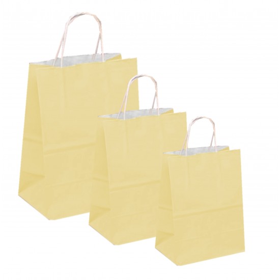 Set 100 bucati, Pungi albe colorate crem, 16x8x21 cm Set 100 bucati, Pungi albe colorate crem, 16x8x21 cm