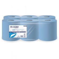 Prosoape derulare centrala, Strong L-One Maxi Blue 450, 6 role/bax, 158m, portionate, Lucart Prosoape derulare centrala, Strong L-One Maxi Blue 450, 6 role/bax, 158m, portionate, Lucart