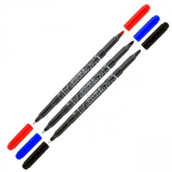 Marker permanent pentru cd, cu 2 capete, negru/ albastru 0.6/2.5mm Centropen