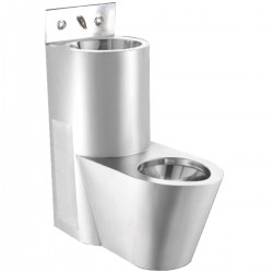 Toaletă și lavoar compact, antivandalism, montaj pe perete – inox satinat, NOFER Toaletă și lavoar compact, antivandalism, montaj pe perete – inox satinat, NOFER